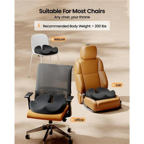 Memory foam seat cushion ergonomic coccyx tailbone pain relief office chair car - Picture 6 of 7